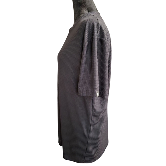 Guess Black Ribbed  V Neck Top Short Sleeve XL - Picture 6 of 14